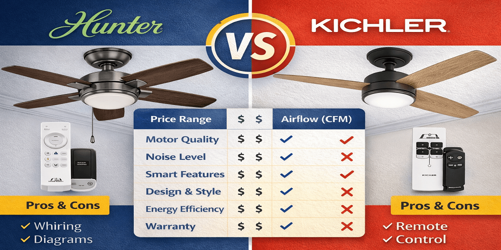 Hunter vs Kichler ceiling fans